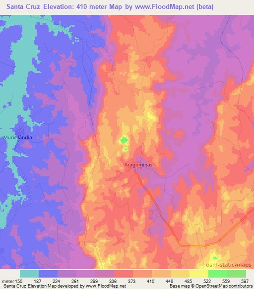 Santa Cruz,Brazil Elevation Map