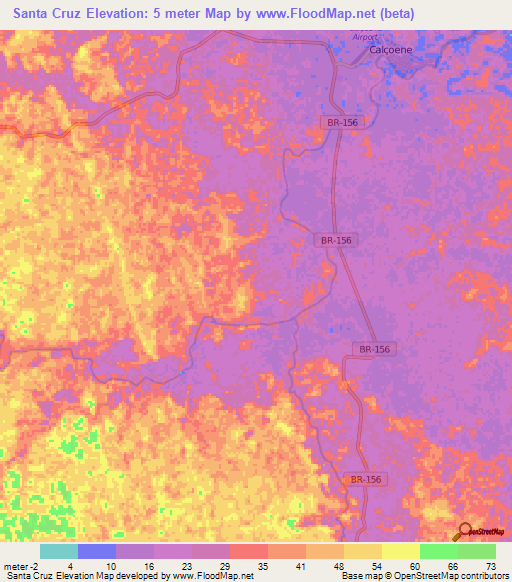 Santa Cruz,Brazil Elevation Map