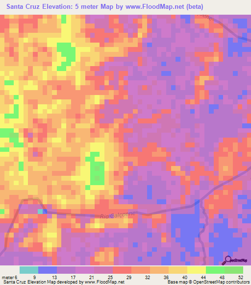 Santa Cruz,Brazil Elevation Map