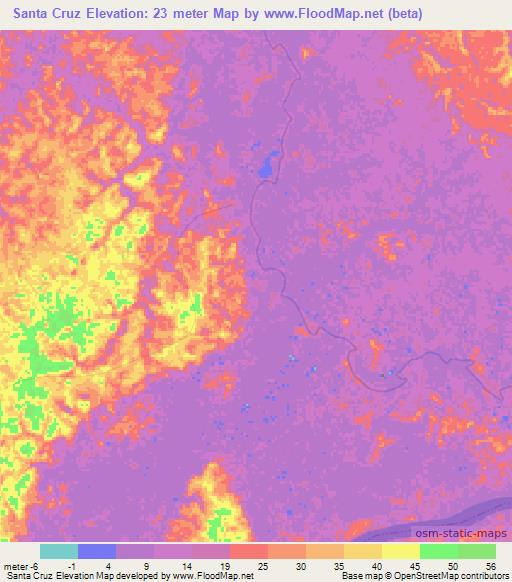 Santa Cruz,Brazil Elevation Map