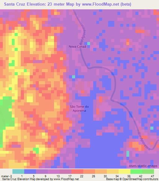 Santa Cruz,Brazil Elevation Map