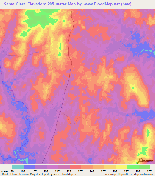 Santa Clara,Brazil Elevation Map