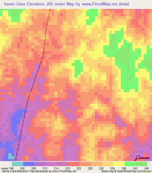 Santa Clara,Brazil Elevation Map