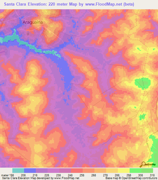 Santa Clara,Brazil Elevation Map