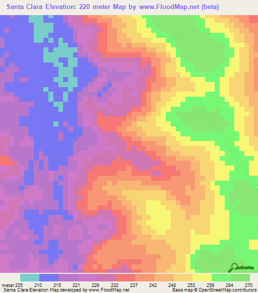 Santa Clara,Brazil Elevation Map