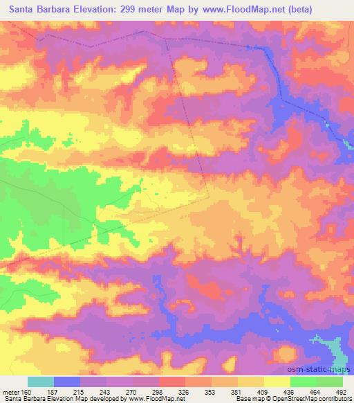 Santa Barbara,Brazil Elevation Map