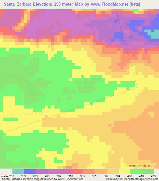 Santa Barbara,Brazil Elevation Map