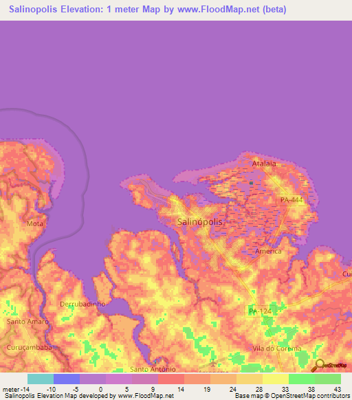 Salinopolis,Brazil Elevation Map