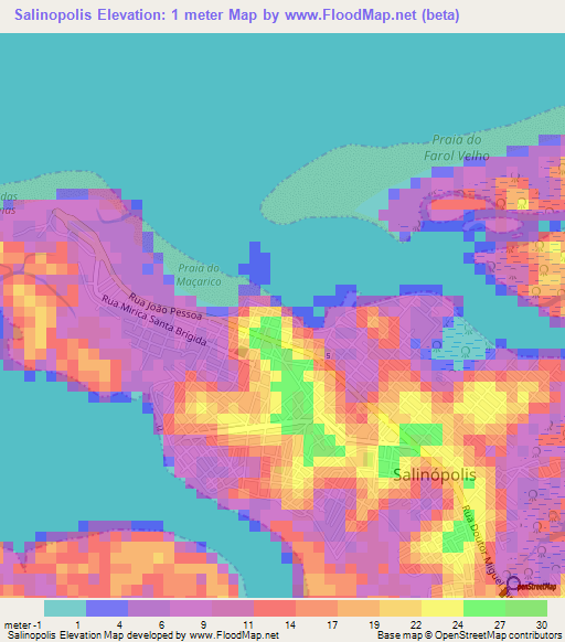 Salinopolis,Brazil Elevation Map