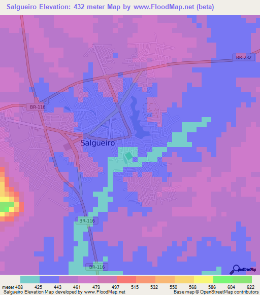 Salgueiro,Brazil Elevation Map