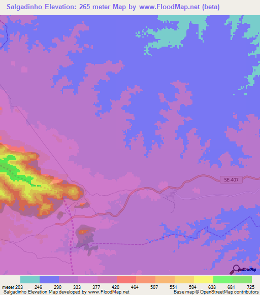Salgadinho,Brazil Elevation Map