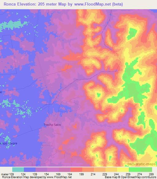 Ronca,Brazil Elevation Map