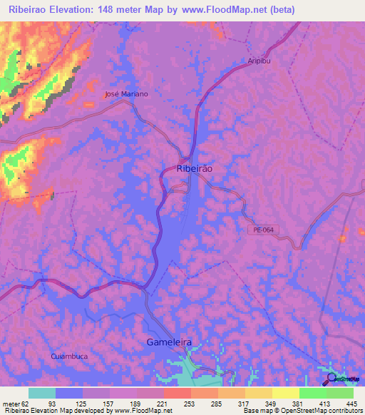 Ribeirao,Brazil Elevation Map