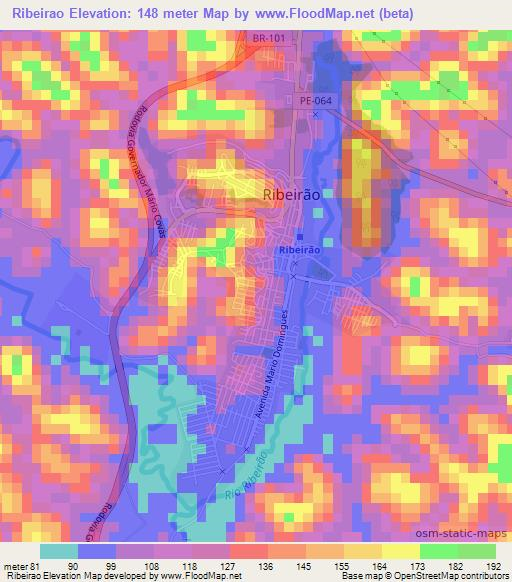 Ribeirao,Brazil Elevation Map