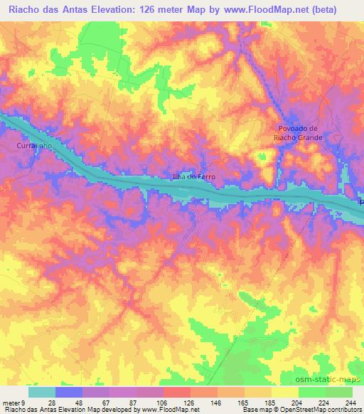 Riacho das Antas,Brazil Elevation Map