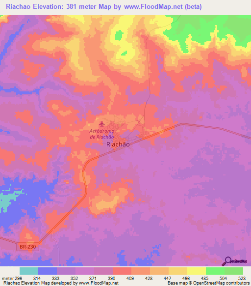 Riachao,Brazil Elevation Map