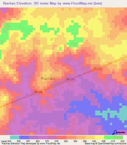 Riachao,Brazil Elevation Map