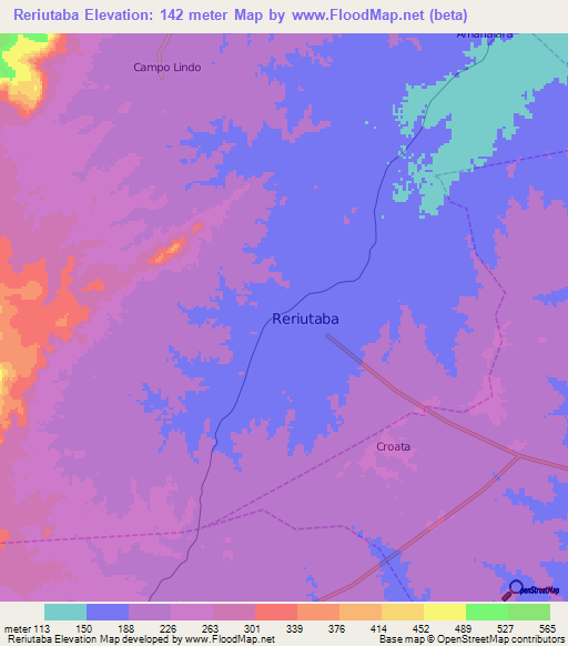 Reriutaba,Brazil Elevation Map