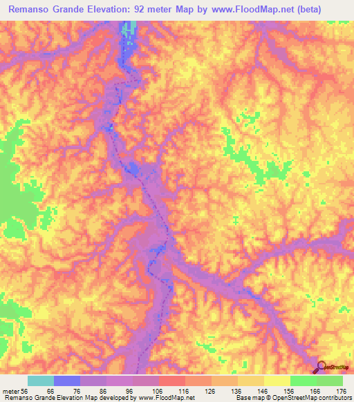 Remanso Grande,Brazil Elevation Map