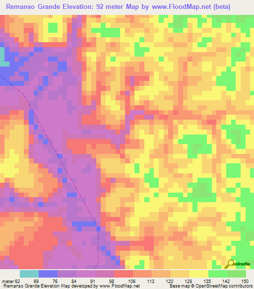 Remanso Grande,Brazil Elevation Map