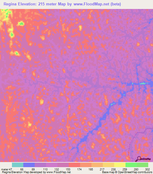 Regina,Brazil Elevation Map