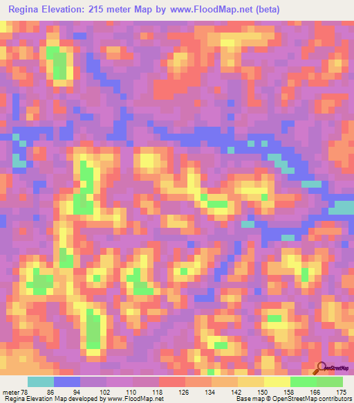 Regina,Brazil Elevation Map