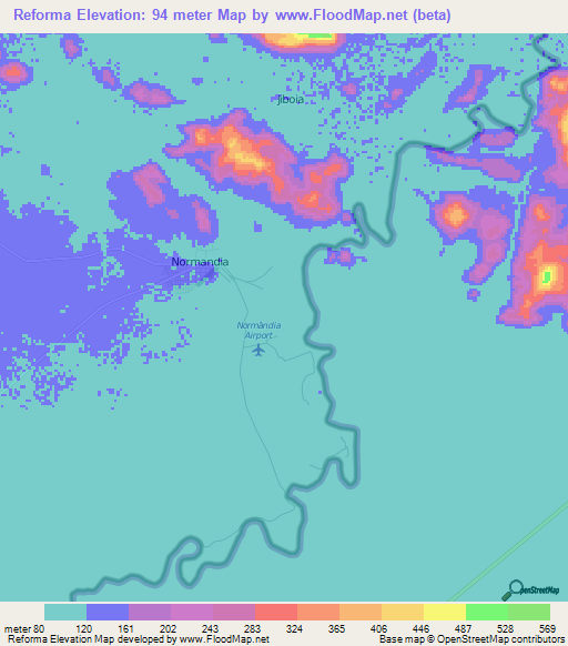 Reforma,Brazil Elevation Map