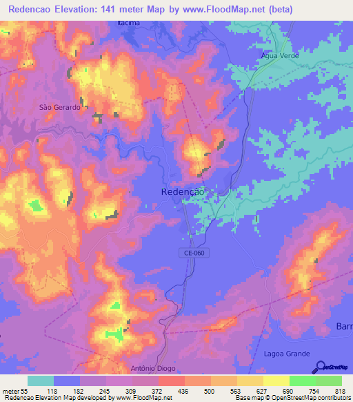 Redencao,Brazil Elevation Map