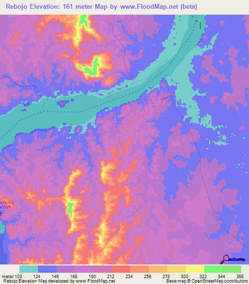 Rebojo,Brazil Elevation Map