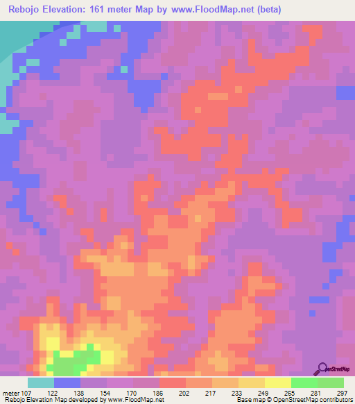 Rebojo,Brazil Elevation Map