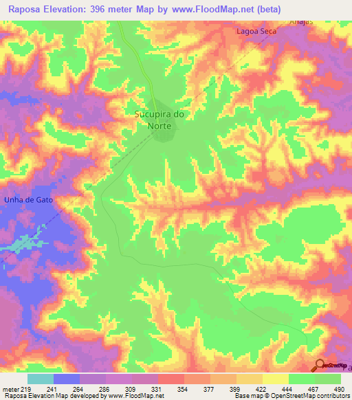 Raposa,Brazil Elevation Map