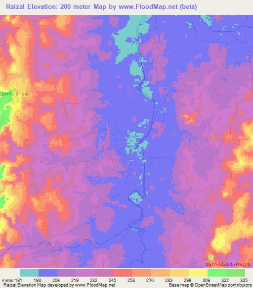 Raizal,Brazil Elevation Map