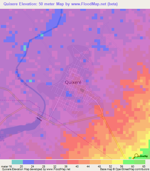 Quixere,Brazil Elevation Map