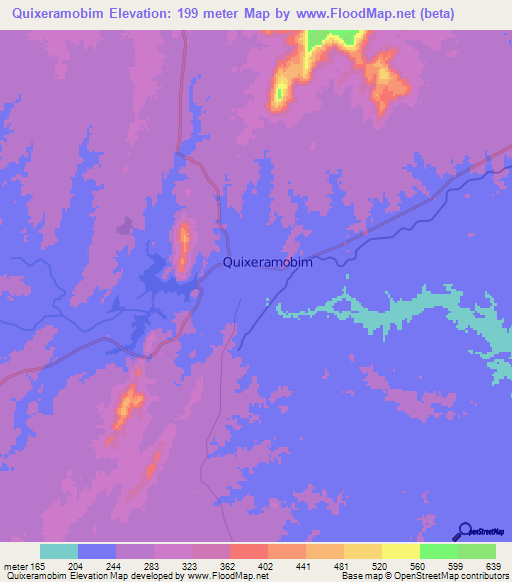 Quixeramobim,Brazil Elevation Map