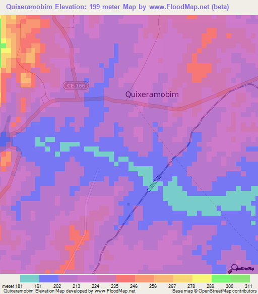 Quixeramobim,Brazil Elevation Map