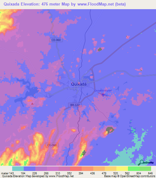 Quixada,Brazil Elevation Map