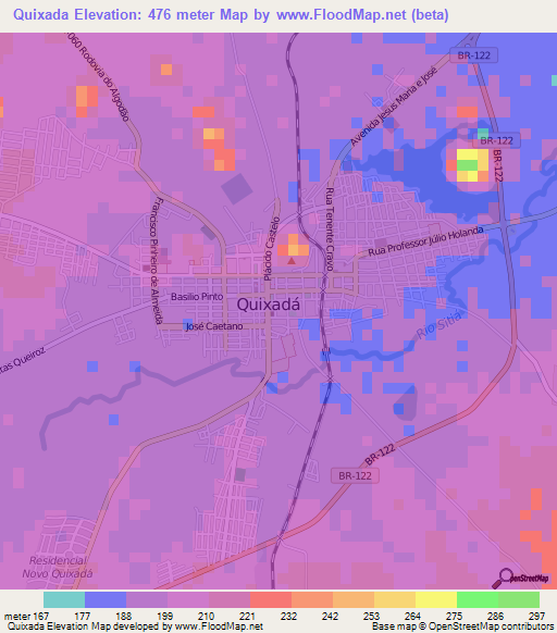 Quixada,Brazil Elevation Map