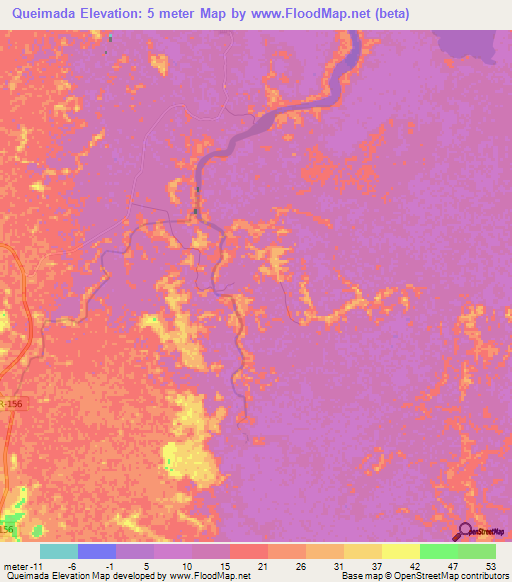 Queimada,Brazil Elevation Map