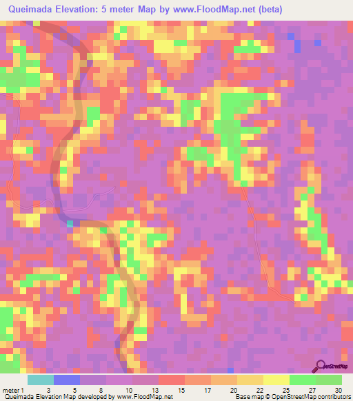 Queimada,Brazil Elevation Map