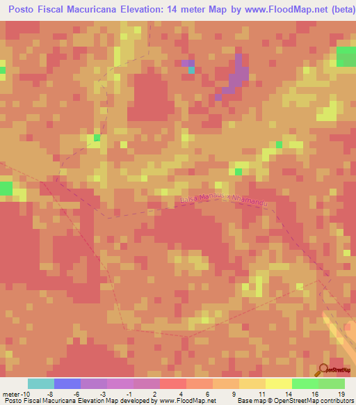 Posto Fiscal Macuricana,Brazil Elevation Map