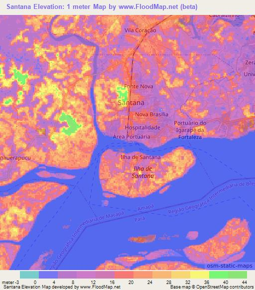 Santana,Brazil Elevation Map