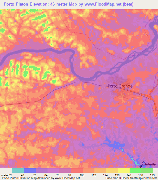 Porto Platon,Brazil Elevation Map