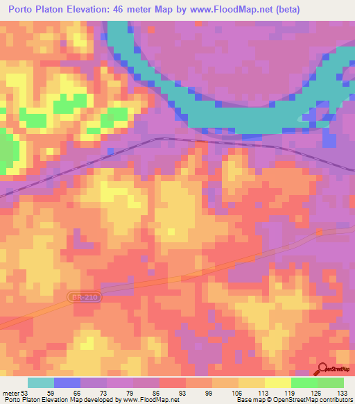 Porto Platon,Brazil Elevation Map