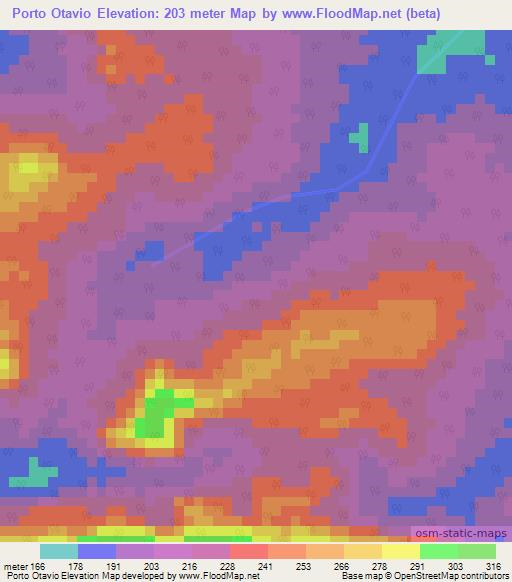 Porto Otavio,Brazil Elevation Map