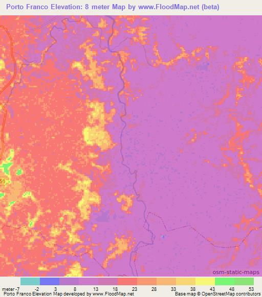 Porto Franco,Brazil Elevation Map