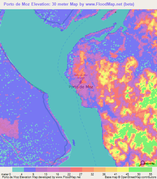 Porto de Moz,Brazil Elevation Map