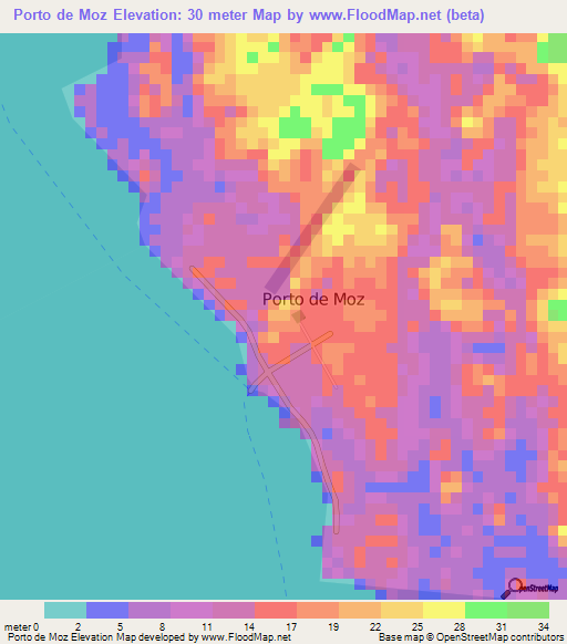 Porto de Moz,Brazil Elevation Map