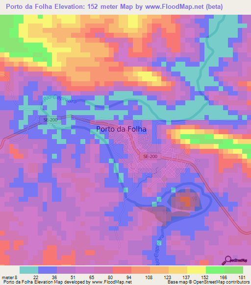 Porto da Folha,Brazil Elevation Map