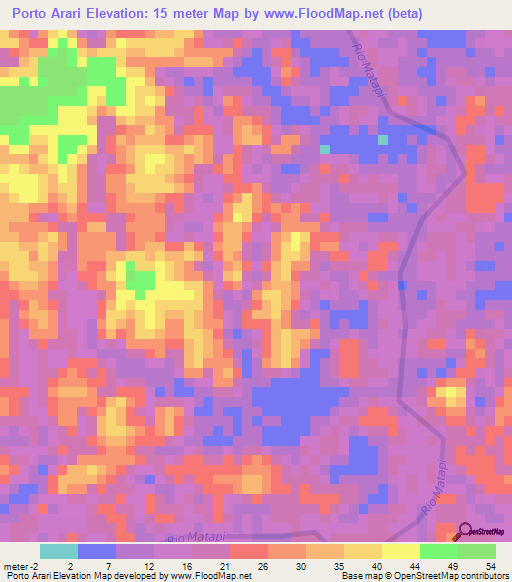 Porto Arari,Brazil Elevation Map