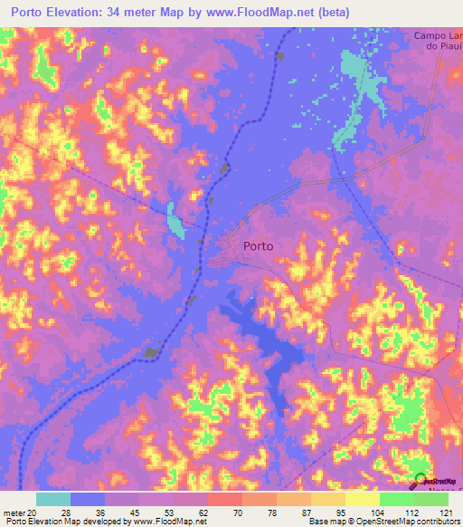 Porto,Brazil Elevation Map